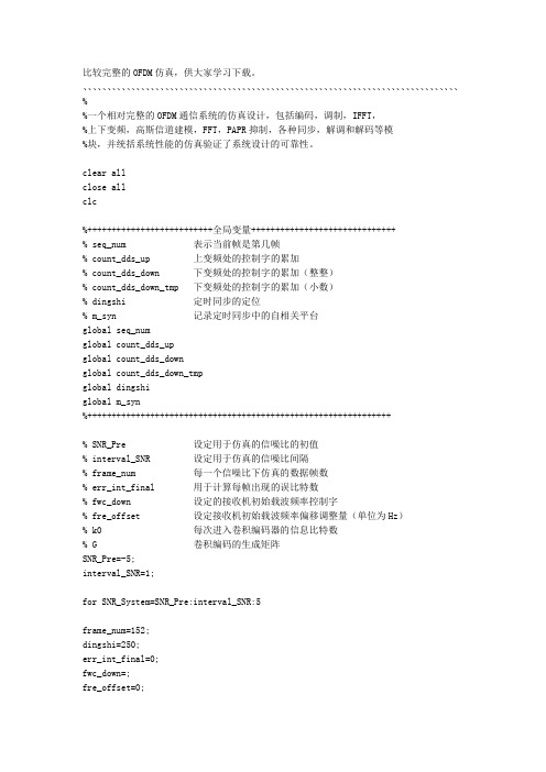 OFDM_matlab源程序总结