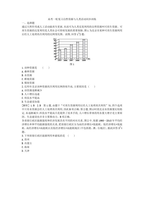 高考一轮复习自然资源与人类活动同步训练