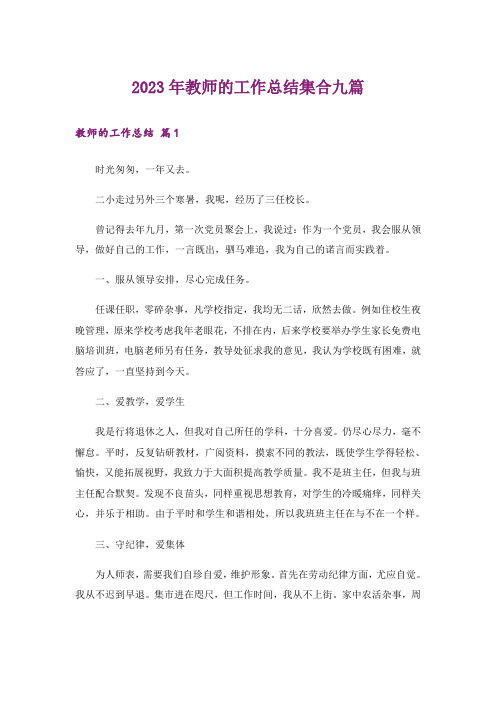 2023年教师的工作总结集合九篇_3