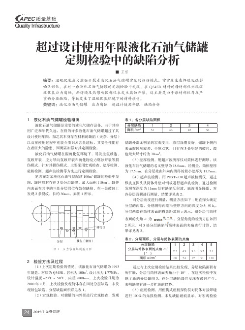 超过设计使用年限液化石油气储罐定期检验中的缺陷分析