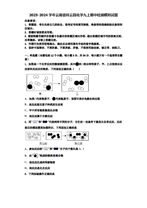 2023-2024学年云南省祥云县化学九上期中检测模拟试题含解析