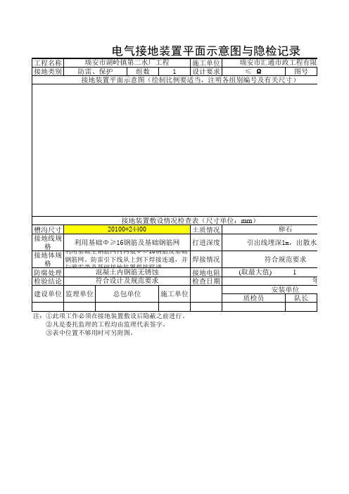 电气接地隐检记录