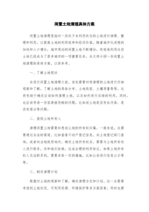 闲置土地清理具体方案