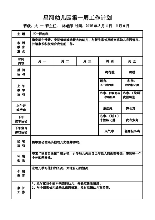 周计划表格(3)