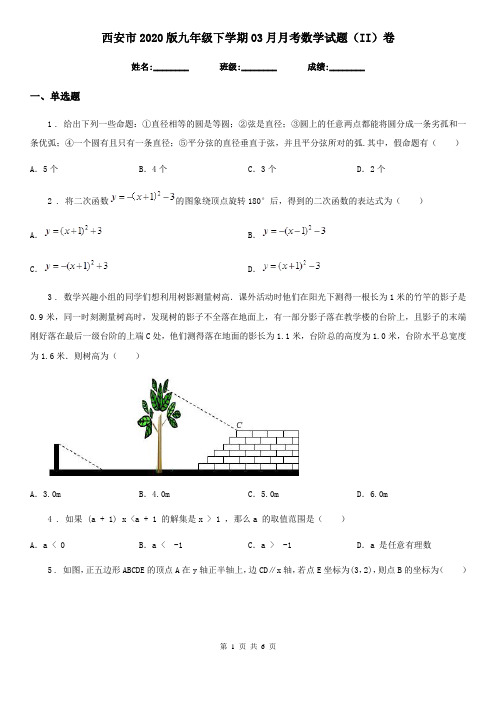 西安市2020版九年级下学期03月月考数学试题(II)卷