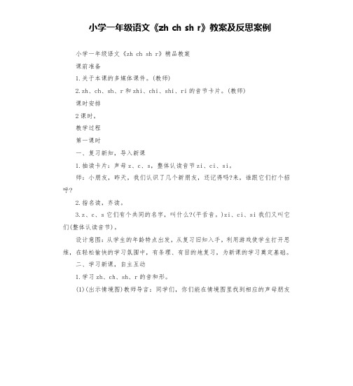 小学一年级语文《zh ch sh r》教案及反思案例