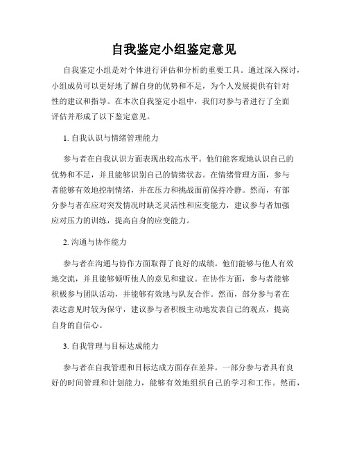 自我鉴定小组鉴定意见