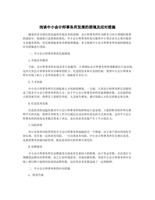 浅谈中小会计师事务所发展的困境及应对措施