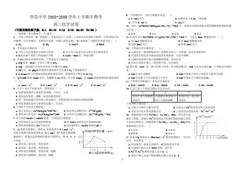 08—09学年上化学期末考