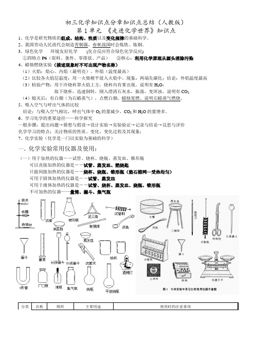 初三化学知识点复习总结(精华版) (1)