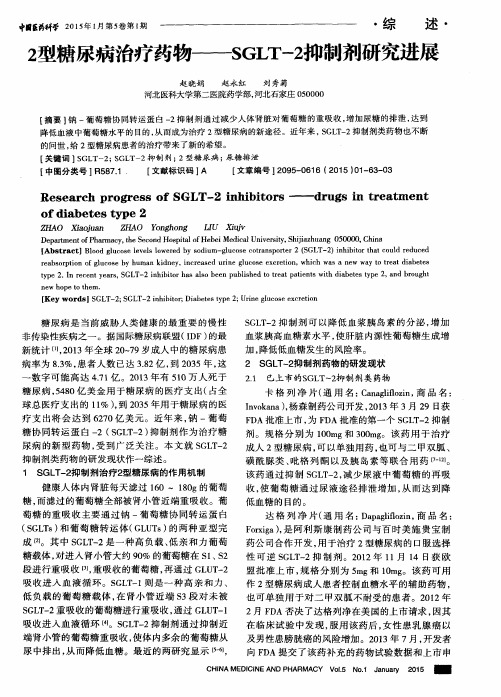 2型糖尿病治疗药物——SGLT-2抑制剂研究进展