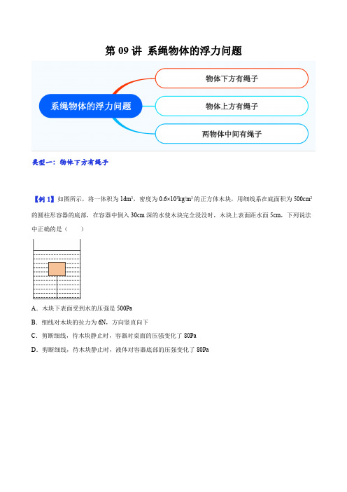 第09讲系绳物体的浮力问题-2023年中考物理重点核心知识点专题讲练(全国通用)(原卷版+解析)