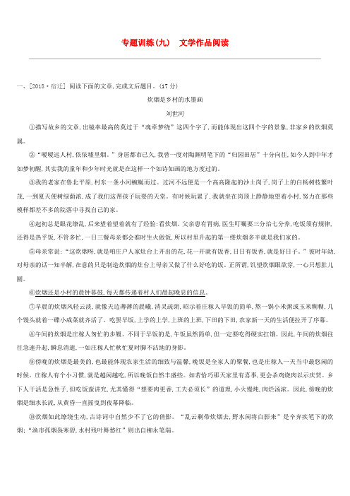 江西省2019年中考语文总复习第三部分现代文阅读专题训练09文学作品阅读