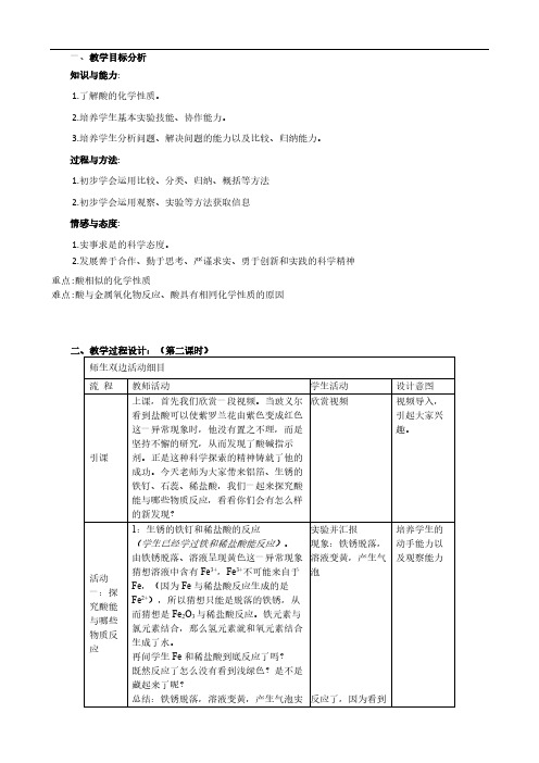 人教版初中化学九年级下册 课题1 常见的酸和碱 初中九年级化学教案教学设计课后反思 人教版