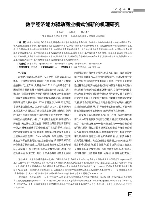 数字经济能力驱动商业模式创新的机理研究