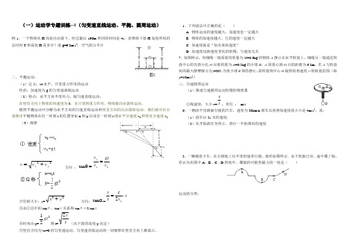 运动学专题训练(匀变速直线运动、平抛、圆周运动)练习题及答案(一)