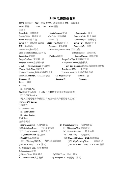 迅达5400部分调试资料说明