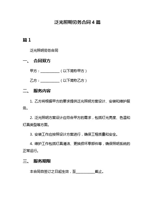 泛光照明劳务合同4篇