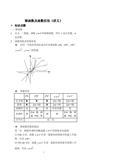 幂函数及函数应用(讲义及答案)