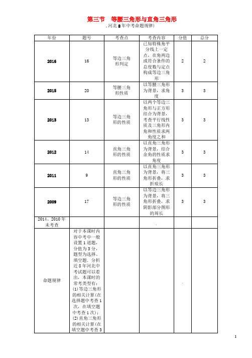 中考数学 第一编 教材知识梳理篇 第四章 图形的初步认识与三角形、四边形 第三节 等腰三角形与直角三角形试