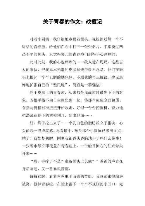 关于青春的作文:战痘记