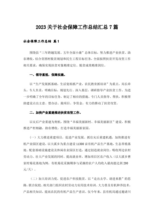 2023关于社会保障工作总结汇总7篇