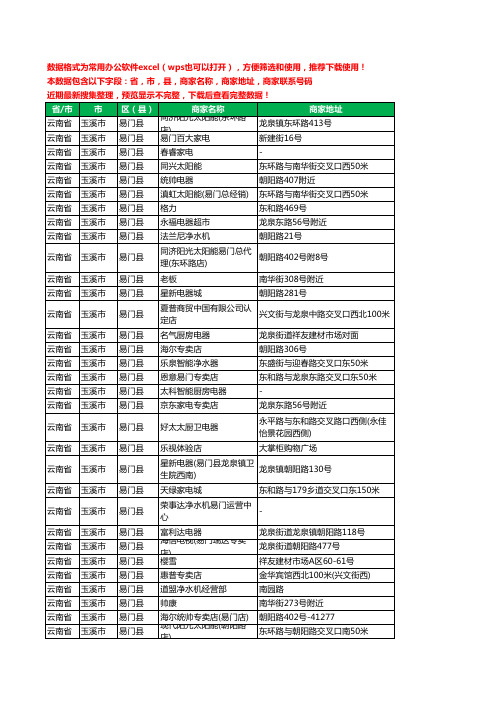 2020新版云南省玉溪市易门县家用电器工商企业公司商家名录名单联系电话号码地址大全60家