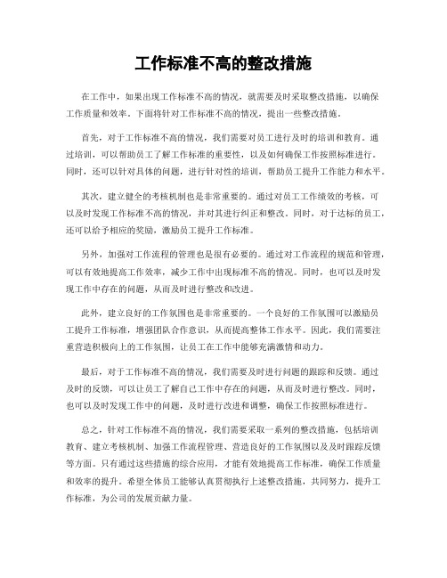 工作标准不高的整改措施