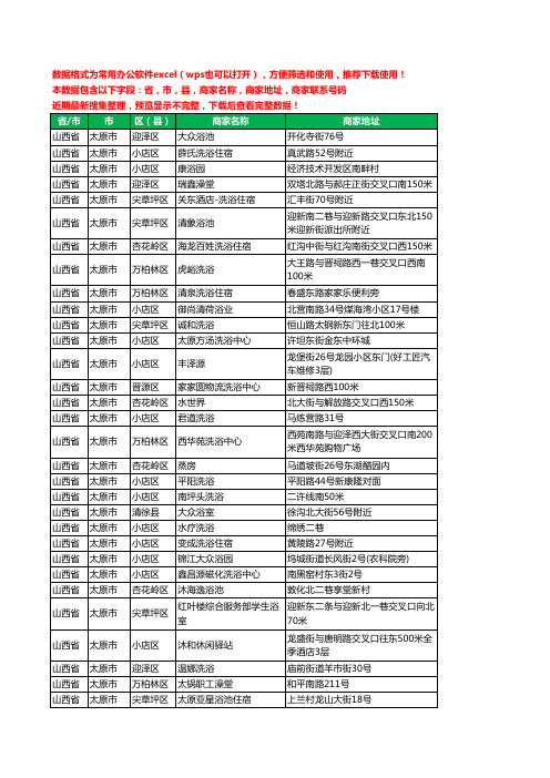 2020新版山西省太原市洗浴工商企业公司商家名录名单黄页联系电话号码地址大全373家