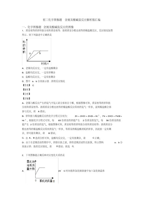 初三化学图像题金属及酸碱盐反应解析版汇编