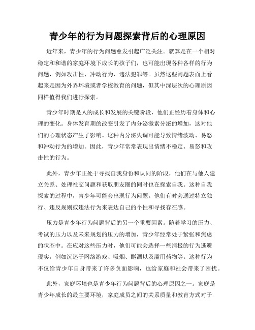 青少年的行为问题探索背后的心理原因