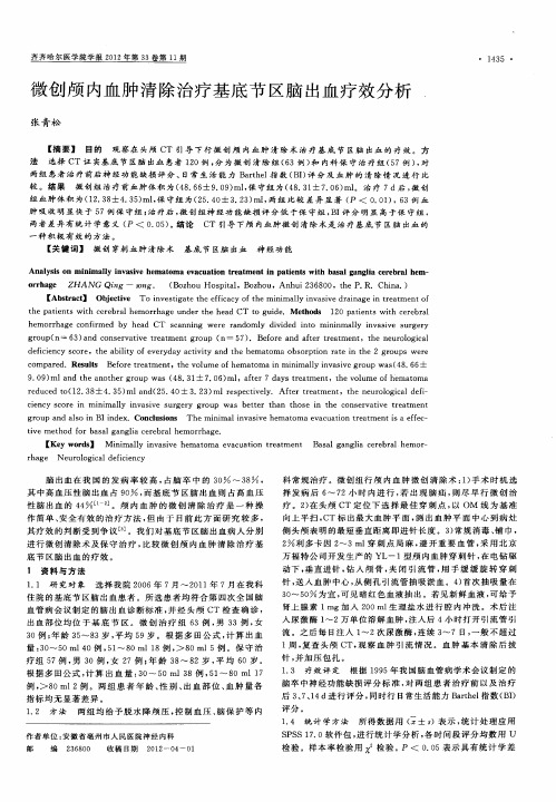 微创颅内血肿清除治疗基底节区脑出血疗效分析