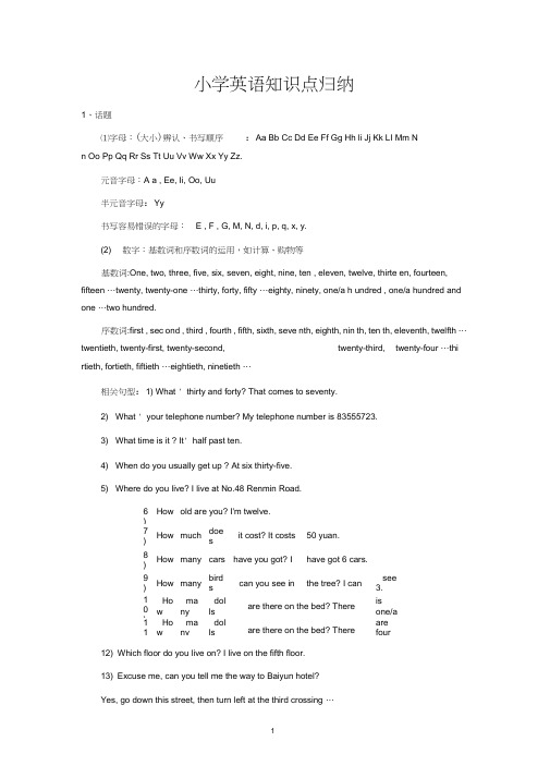 (完整)小学英语知识点归纳,推荐文档