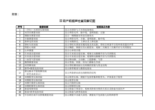 III级产前超声检查观察切面