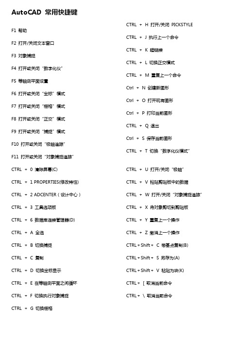 最全的AutoCAD快捷命令