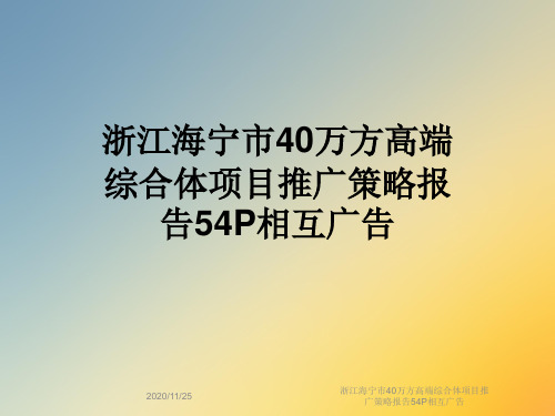 浙江海宁市40万方高端综合体项目推广策略报告54P相互广告