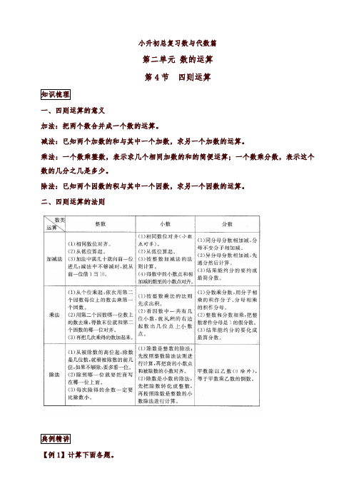 小升初数学总复习知识梳理+练习+答案-四则运算-通用版5页