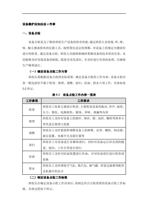 班组长设备维护应知应会4件事