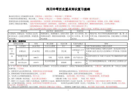 四川中考历史复习大纲