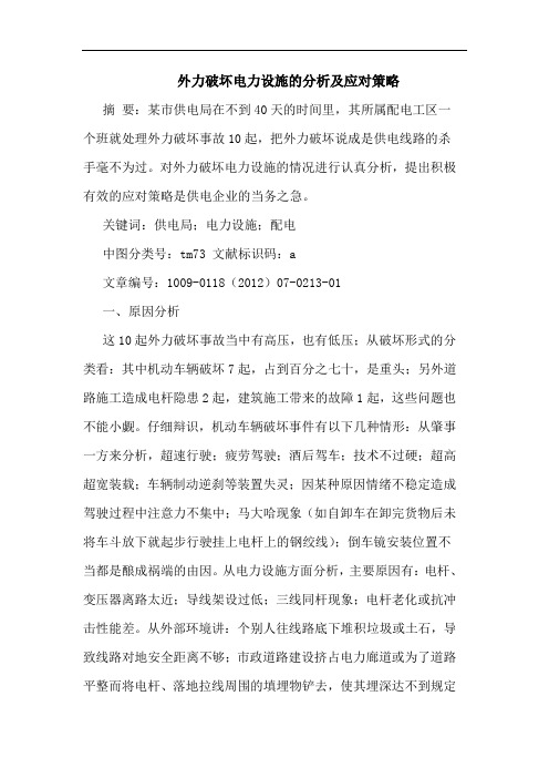 外力破坏电力设施应对策略论文