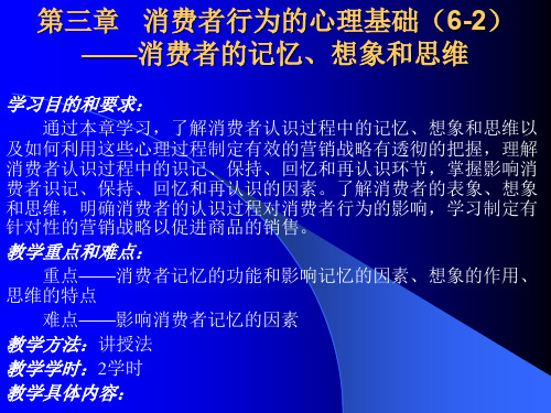 cha.03  消费者行为学的心理基础：共性心理——记忆、想象、思维 PPT课件