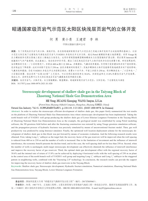 昭通国家级页岩气示范区太阳区块浅层页岩气的立体开发