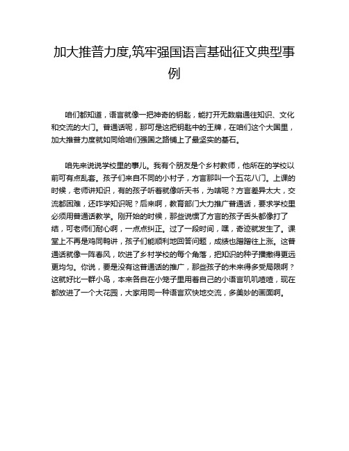 加大推普力度,筑牢强国语言基础征文典型事例