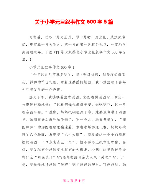 关于小学元旦叙事作文600字5篇