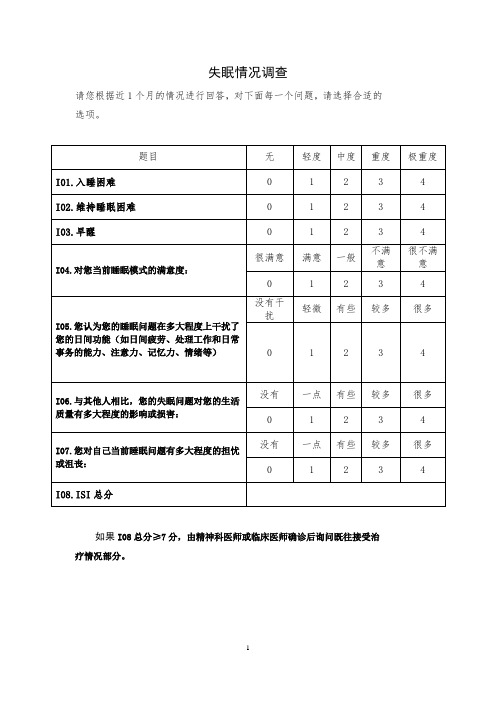 失眠情况调查