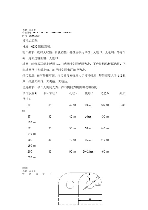 2020年常用吊耳规格