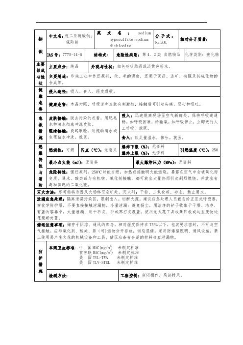 保险粉(连二亚硫酸钠)--msds