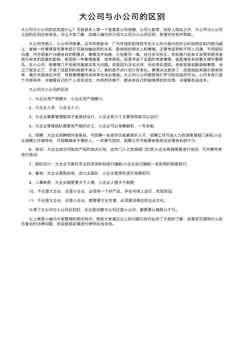 大公司与小公司的区别