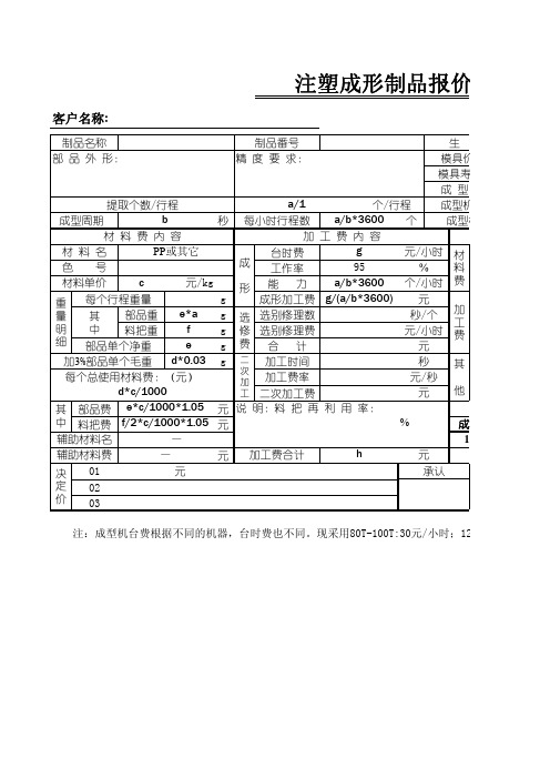 最完美的注塑核价标准和分析步骤