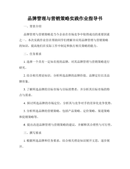 品牌管理与营销策略实践作业指导书